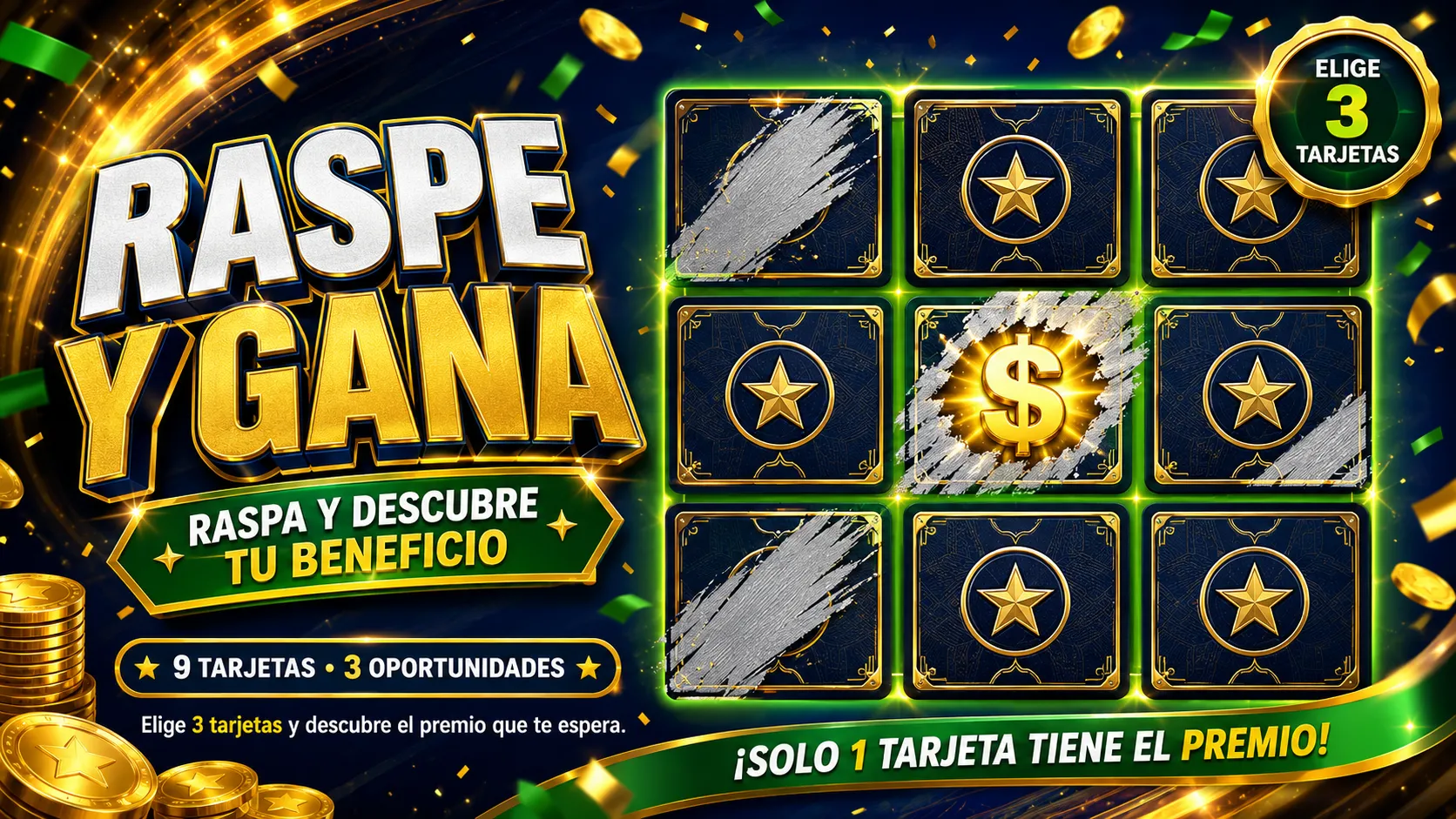 Raspe y Gana con nueve tarjetas
